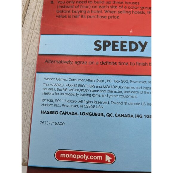 Monopoly Electronic Banking 2011 Replacement Game Board Instructions - Picture 9 of 12